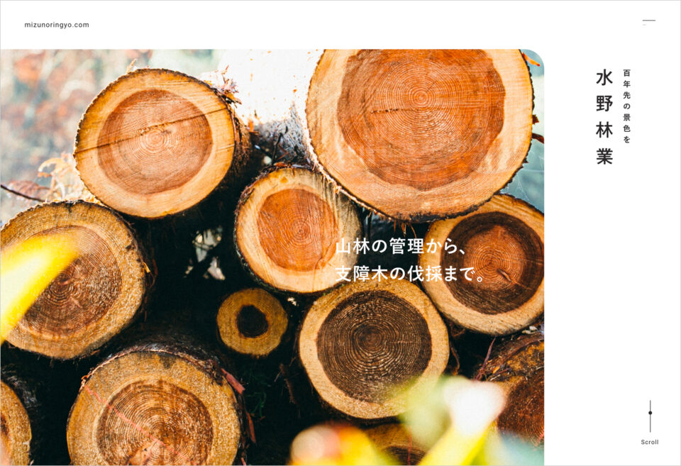 水野林業｜石川郡古殿町｜支障木、危険な木の伐採・山林管理売買ウェブサイトの画面キャプチャ画像