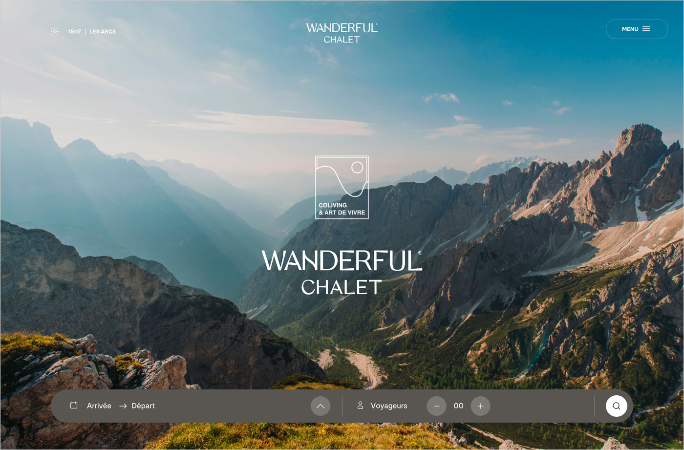 Accueil – Wanderful Chaletウェブサイトの画面キャプチャ画像