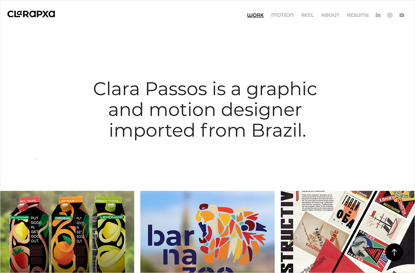 Clara Passosウェブサイトの画面キャプチャ画像