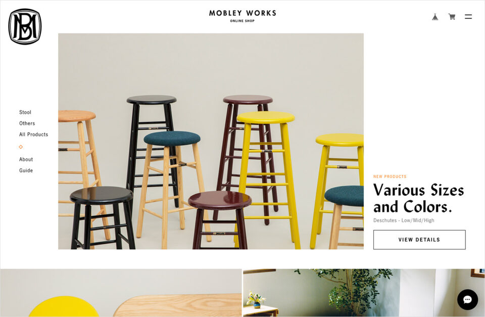 MOBLEY WORKS ONLINE SHOP｜モーブレーワークス オフィシャルストアウェブサイトの画面キャプチャ画像