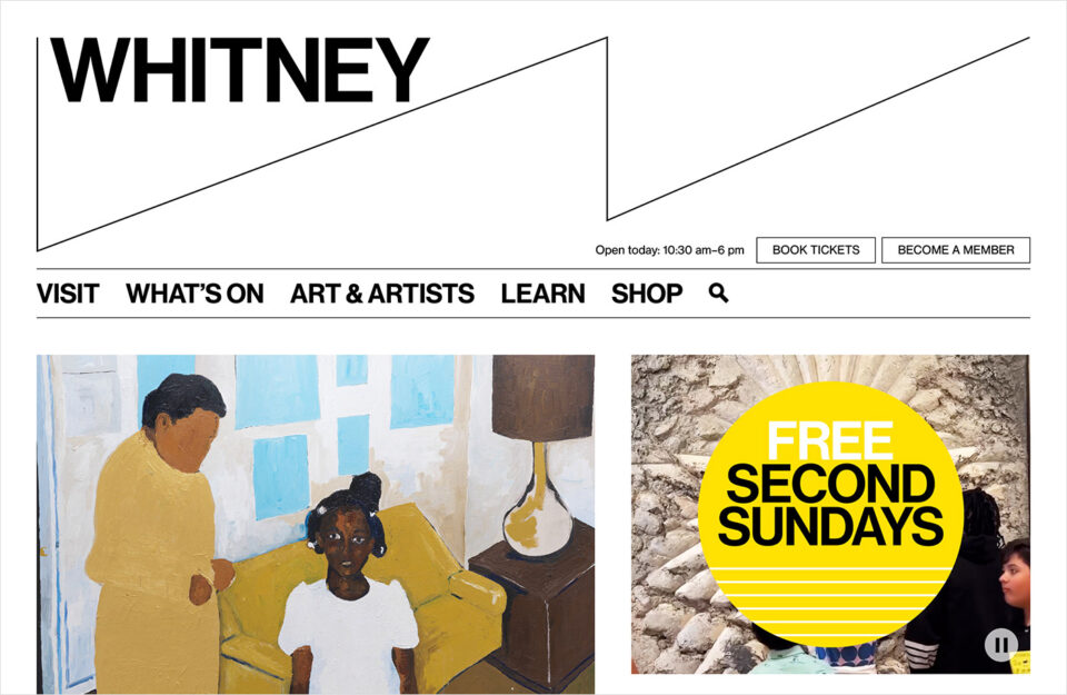 Whitney Museum of American Artウェブサイトの画面キャプチャ画像