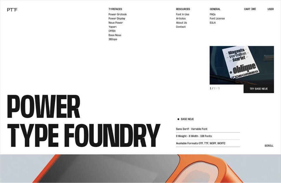 Power Type™ Foundry — Font Design Studioウェブサイトの画面キャプチャ画像