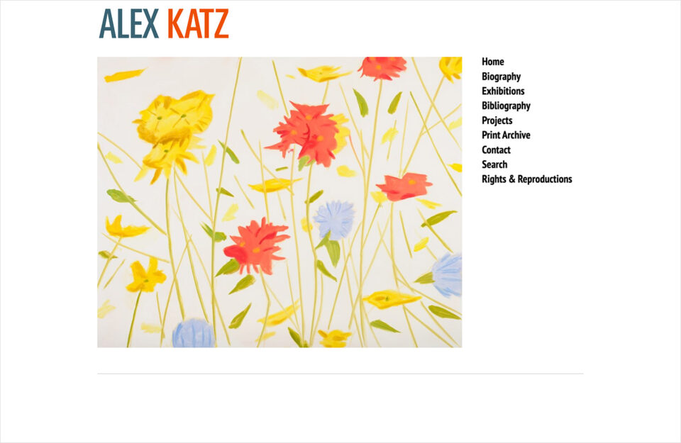 Alex Katzウェブサイトの画面キャプチャ画像