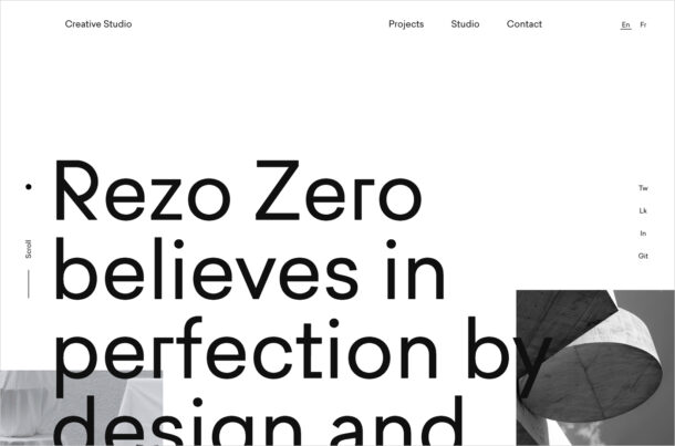 Rezo Zero • Creative Studioウェブサイトの画面キャプチャ画像