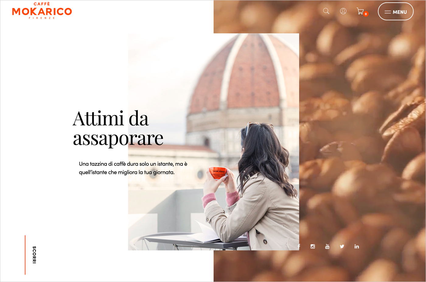 Caffè Espresso Italiano, Attimi da assaporare | Caffè Mokarico Firenzeウェブサイトの画面キャプチャ画像