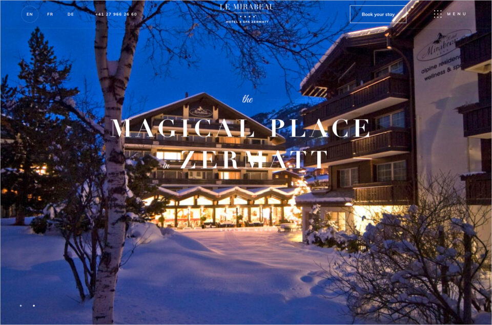 Le Mirabeau Hotel & Spa Zermatt | Magical Place In Zermattウェブサイトの画面キャプチャ画像