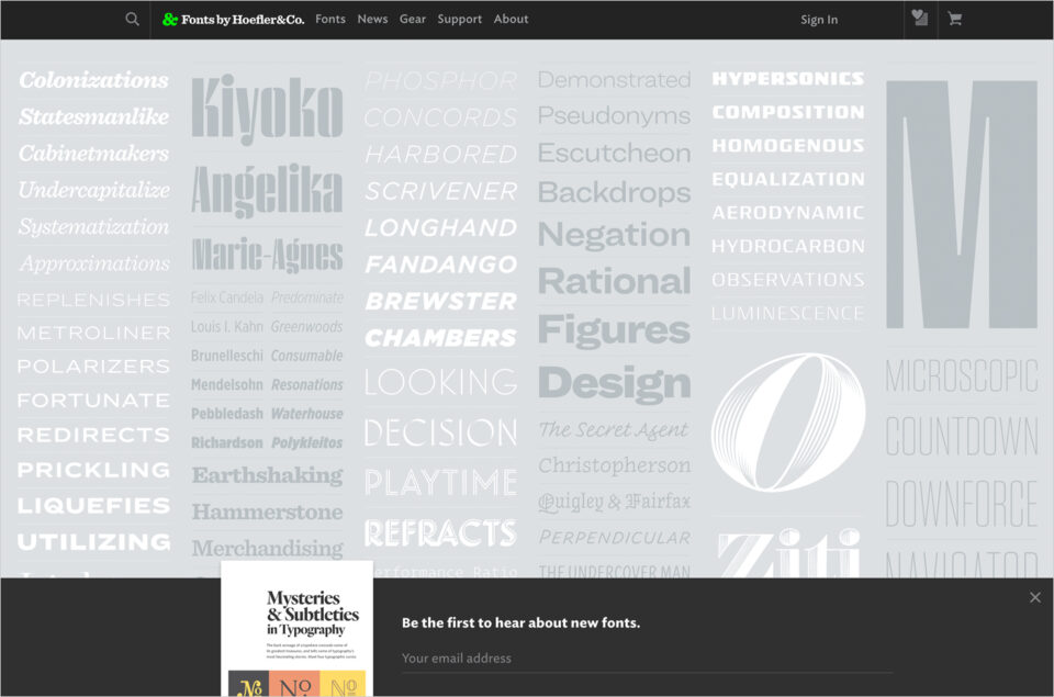 Fonts by Hoefler&Co.ウェブサイトの画面キャプチャ画像
