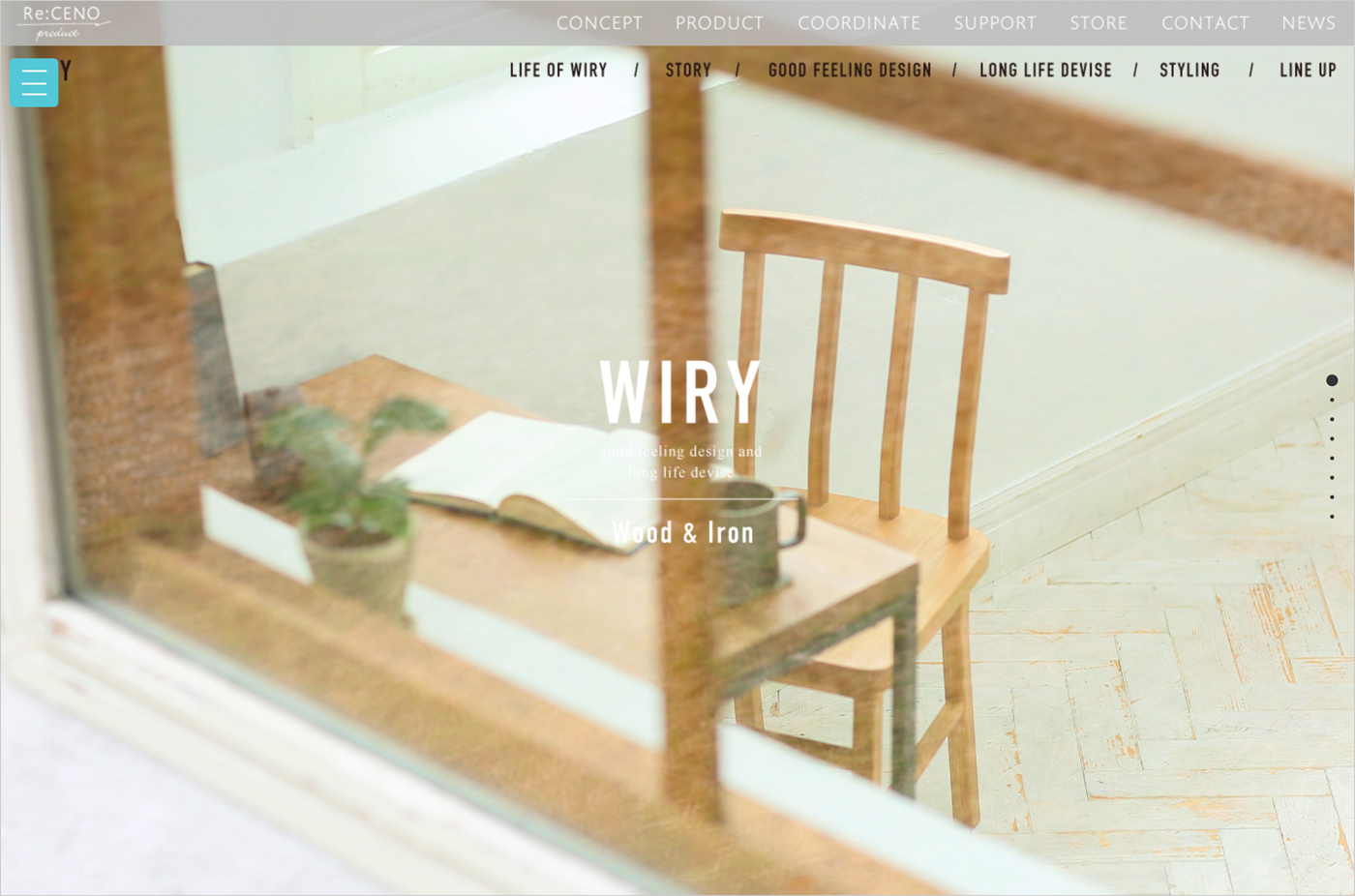 WIRY｜Re:CENO productウェブサイトの画面キャプチャ画像