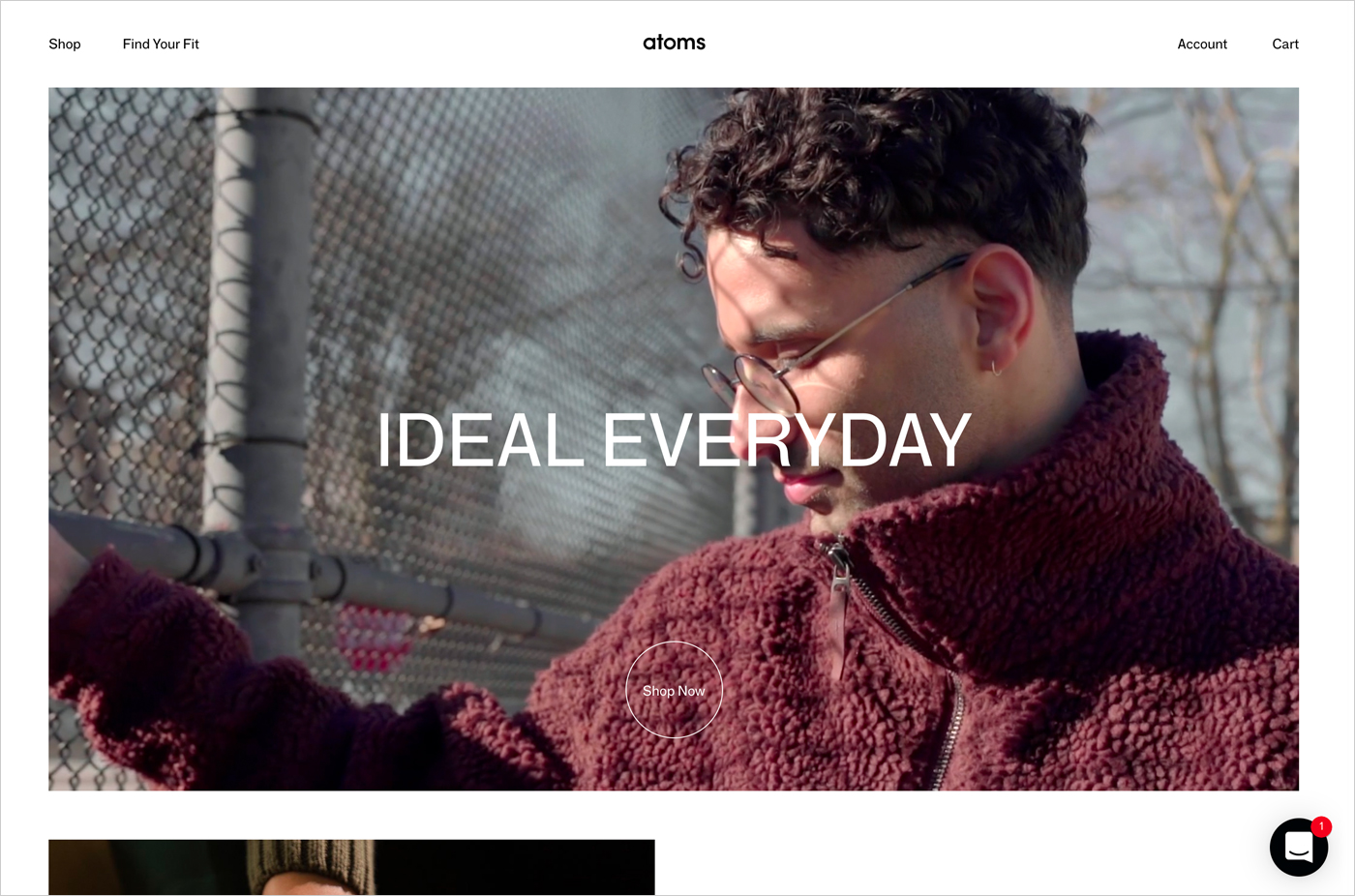 Atoms – Ideal Everyday Shoesウェブサイトの画面キャプチャ画像