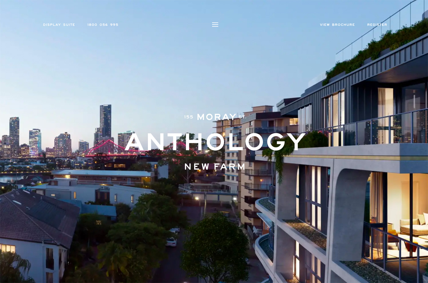Anthology New Farm • Contemporary Residencesウェブサイトの画面キャプチャ画像
