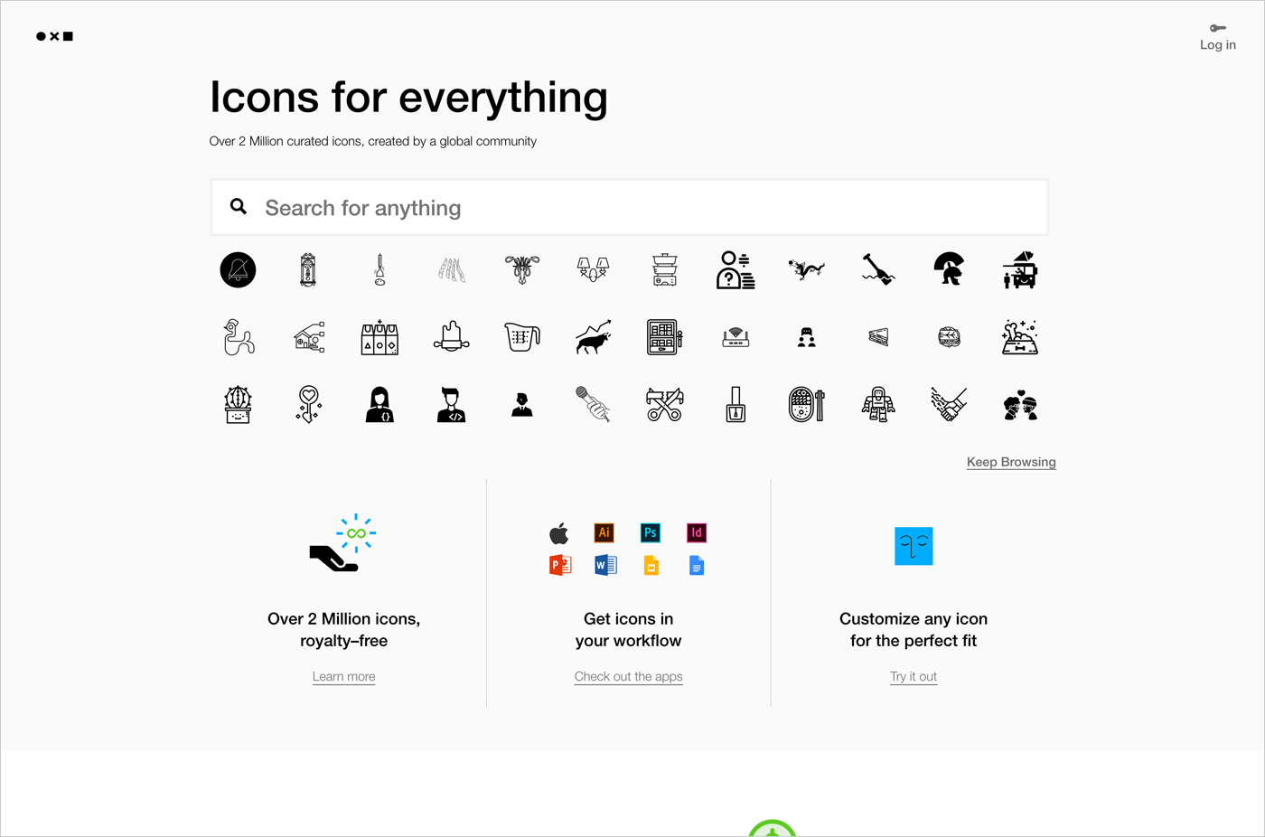 Icons for everythingウェブサイトの画面キャプチャ画像