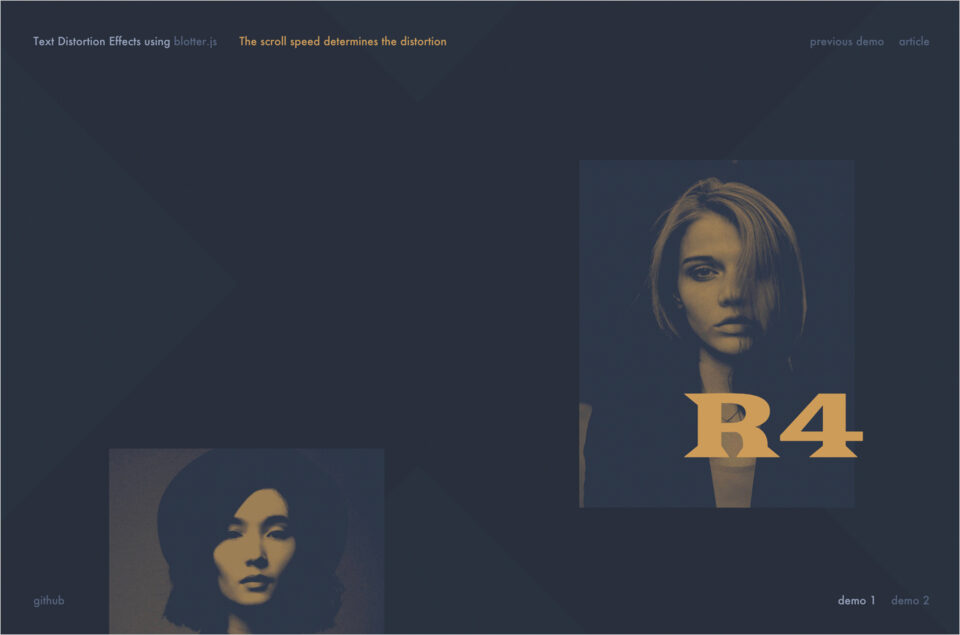 Text Distortion Effects using Blotter.jsウェブサイトの画面キャプチャ画像