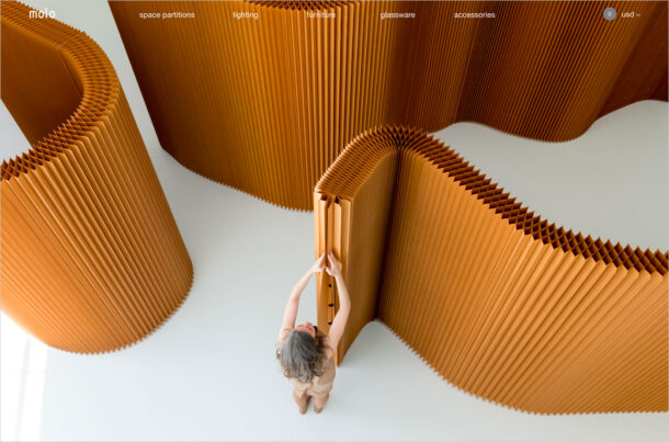 molo – paper furniture design – modern cardboard furnitureウェブサイトの画面キャプチャ画像
