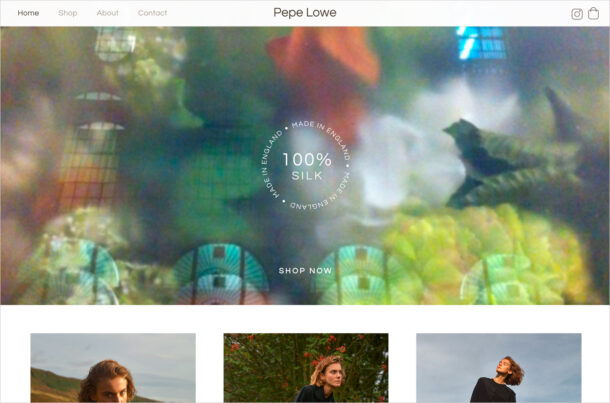 Pepe Lowe • 100% Silkウェブサイトの画面キャプチャ画像