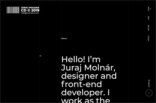 Juraj Molnár — Digital Designerウェブサイトの画面キャプチャ画像