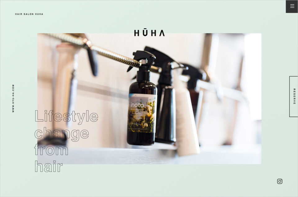 北方・岐阜の美容院/美容室 HUHAウェブサイトの画面キャプチャ画像