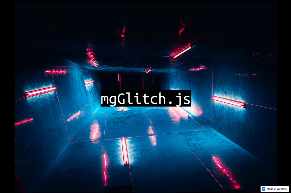 mgGlitch.js implementationウェブサイトの画面キャプチャ画像