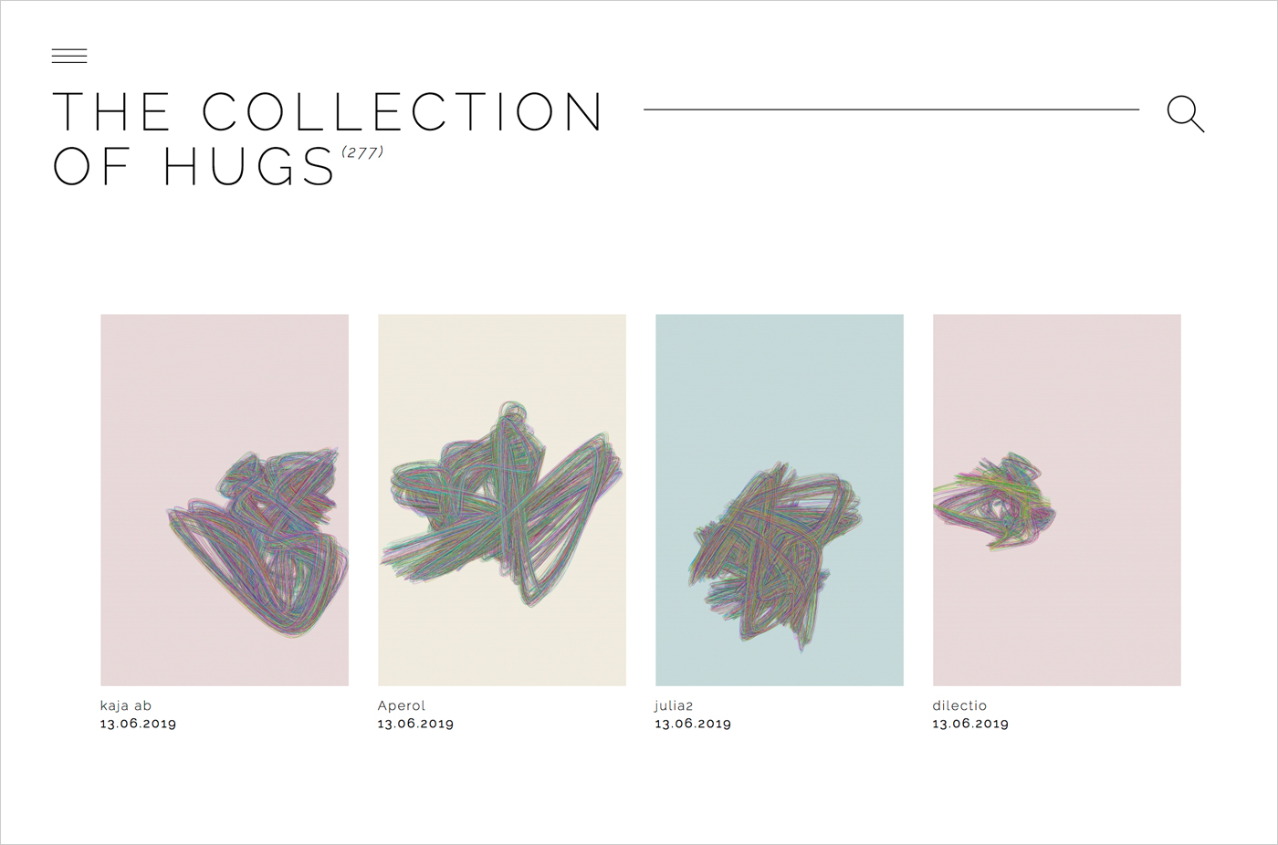 The Collection of Hugsウェブサイトの画面キャプチャ画像