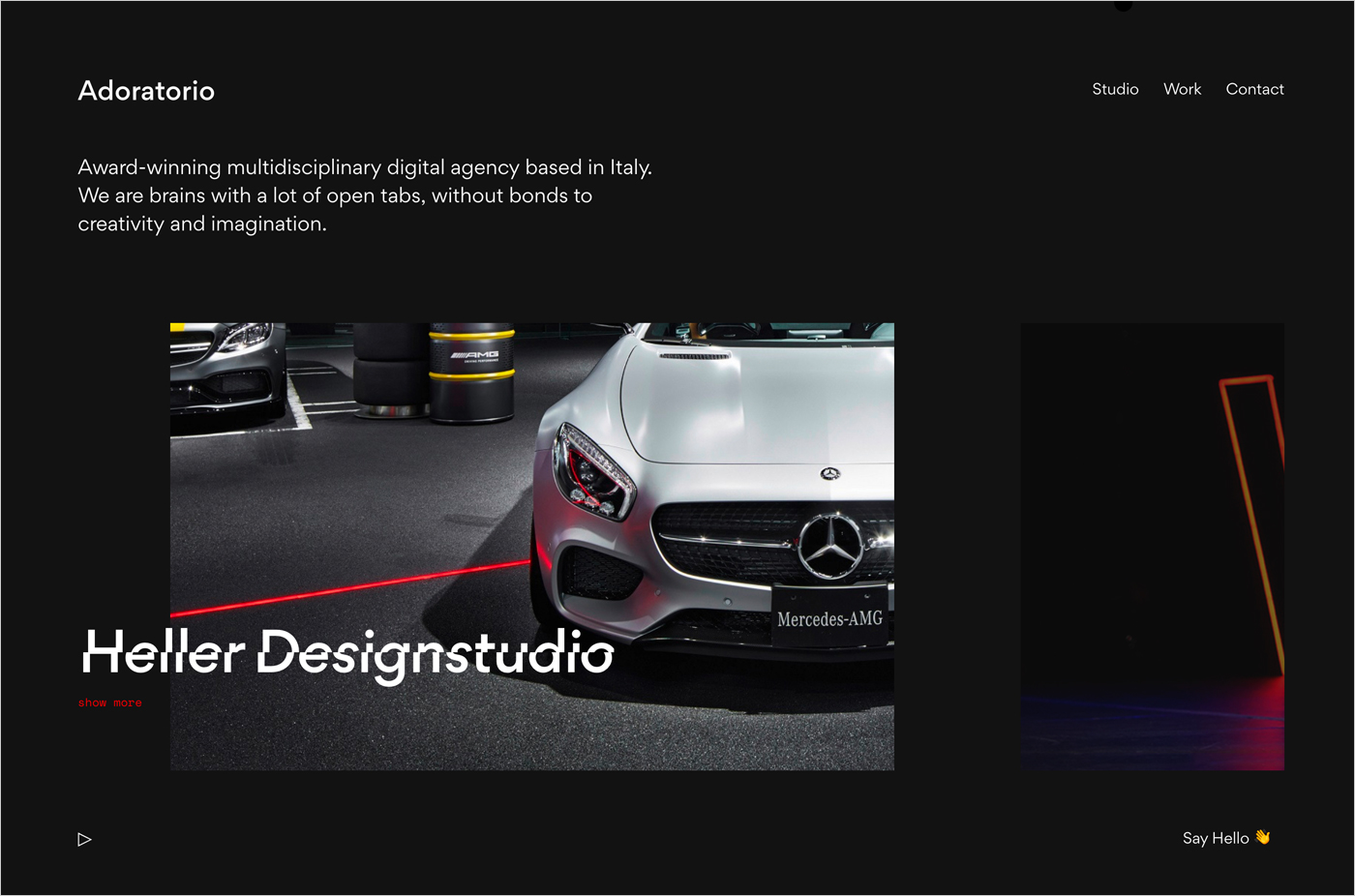 Adoratorio — Digital Creative Agencyウェブサイトの画面キャプチャ画像