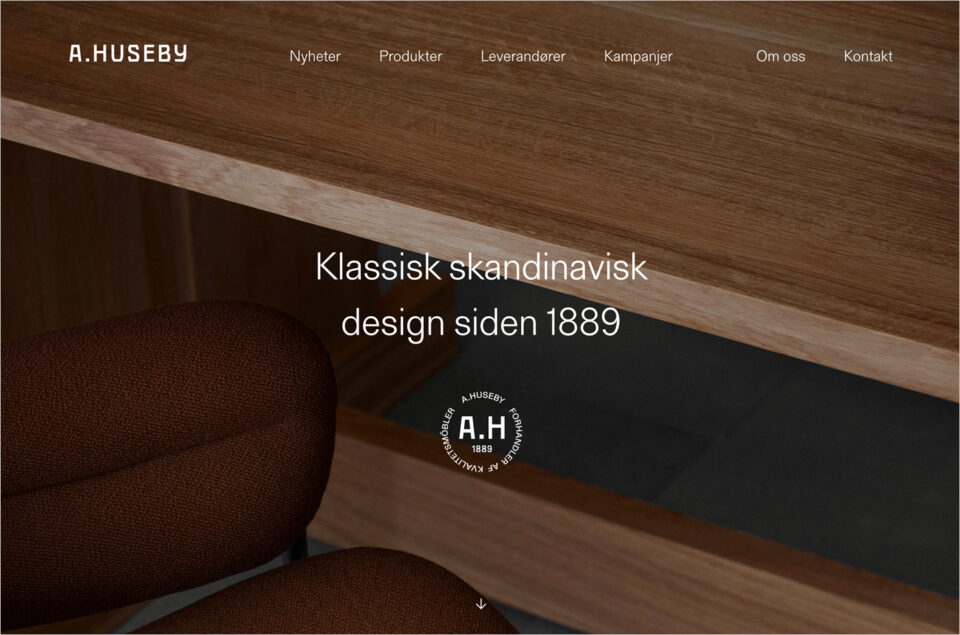 Tradisjonsrik møbelbutikk i Oslo – Designmøbler av høy kvalitet | A. Husebyウェブサイトの画面キャプチャ画像