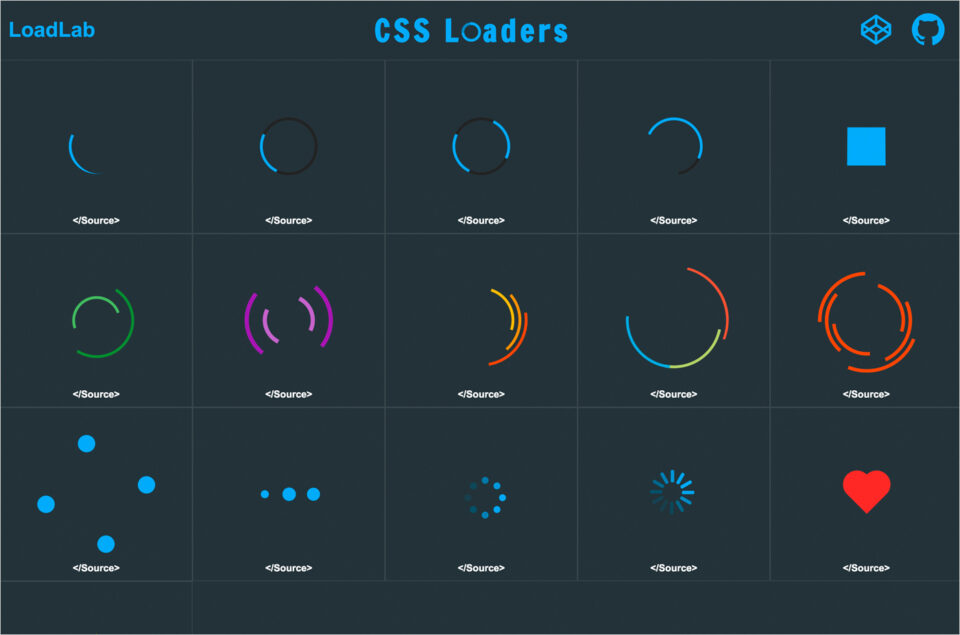 LoadLab | Pure CSS Loadersウェブサイトの画面キャプチャ画像