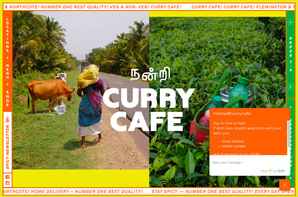 Curry Cafeウェブサイトの画面キャプチャ画像