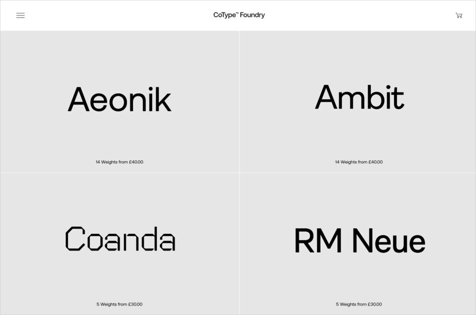 CoType Foundry — London based type foundry of Mark Bloom and Co.ウェブサイトの画面キャプチャ画像