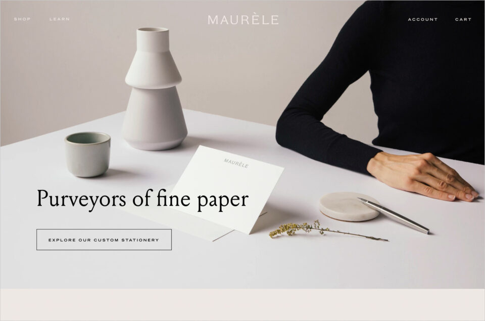 Maurele Paper Goodsウェブサイトの画面キャプチャ画像