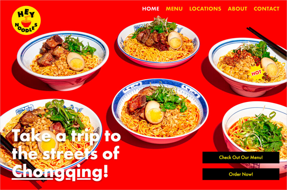 Heynoodles – Chongqing Street Food in Torontoウェブサイトの画面キャプチャ画像