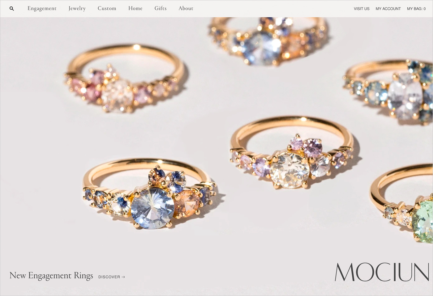 Mociun | Fine Jewelry & Home Goodsウェブサイトの画面キャプチャ画像