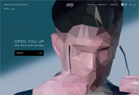 OPEN YOU UP – NEW COLLECTION 2019-2020｜999.9 フォーナインズウェブサイトの画面キャプチャ画像