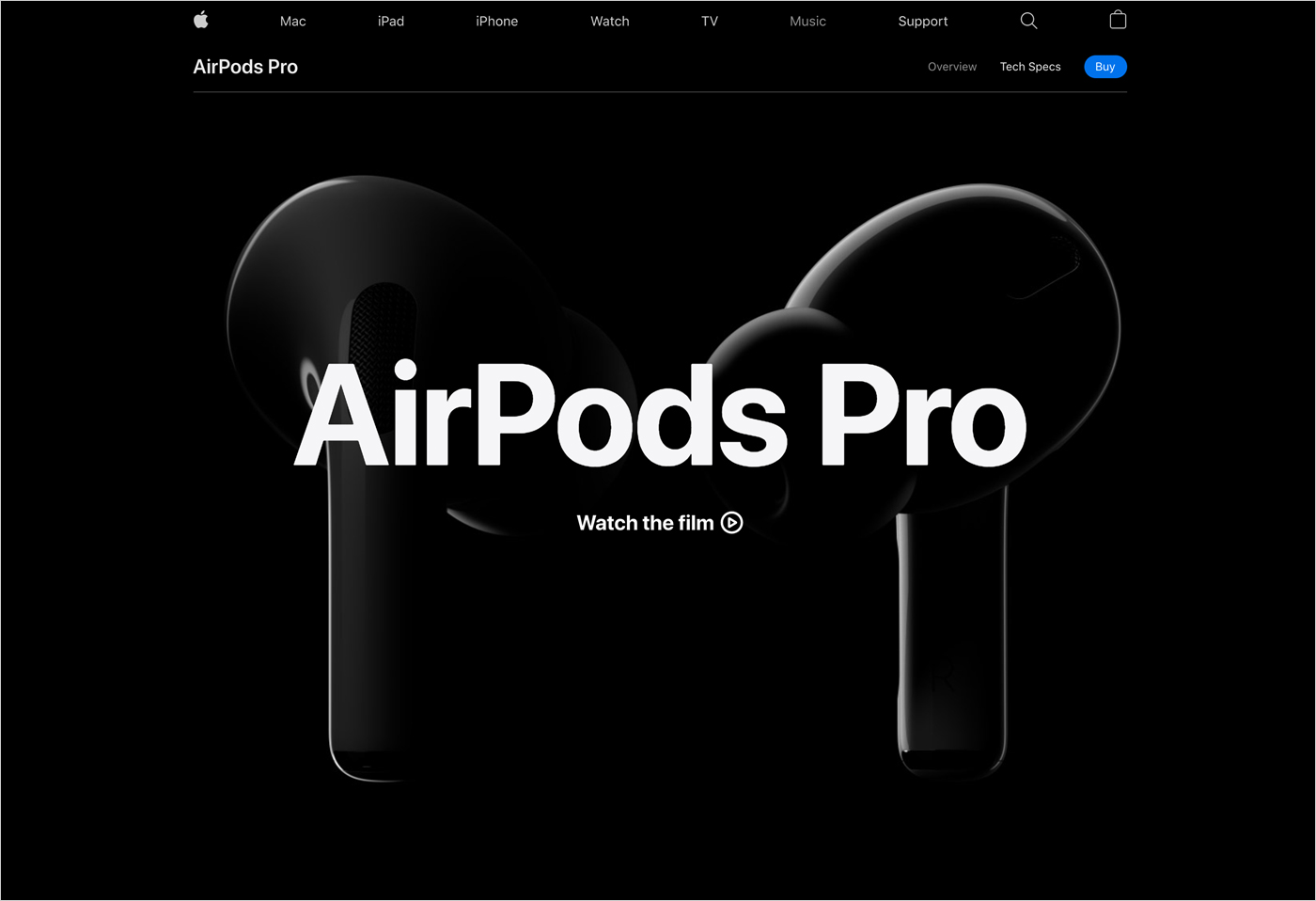 AirPods Pro – Appleウェブサイトの画面キャプチャ画像