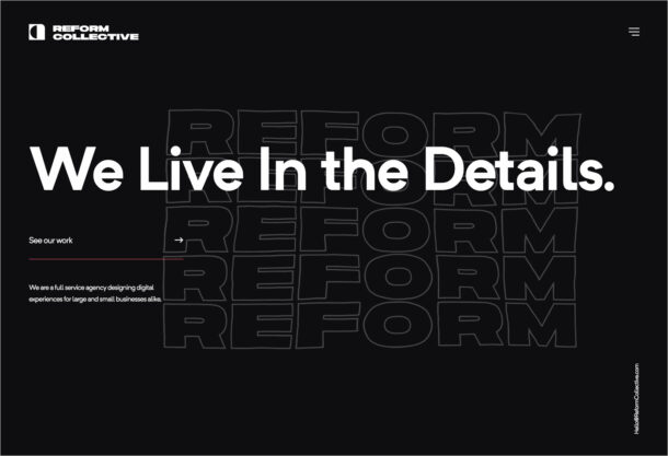 Reform Collective | We Live In the Detailsウェブサイトの画面キャプチャ画像
