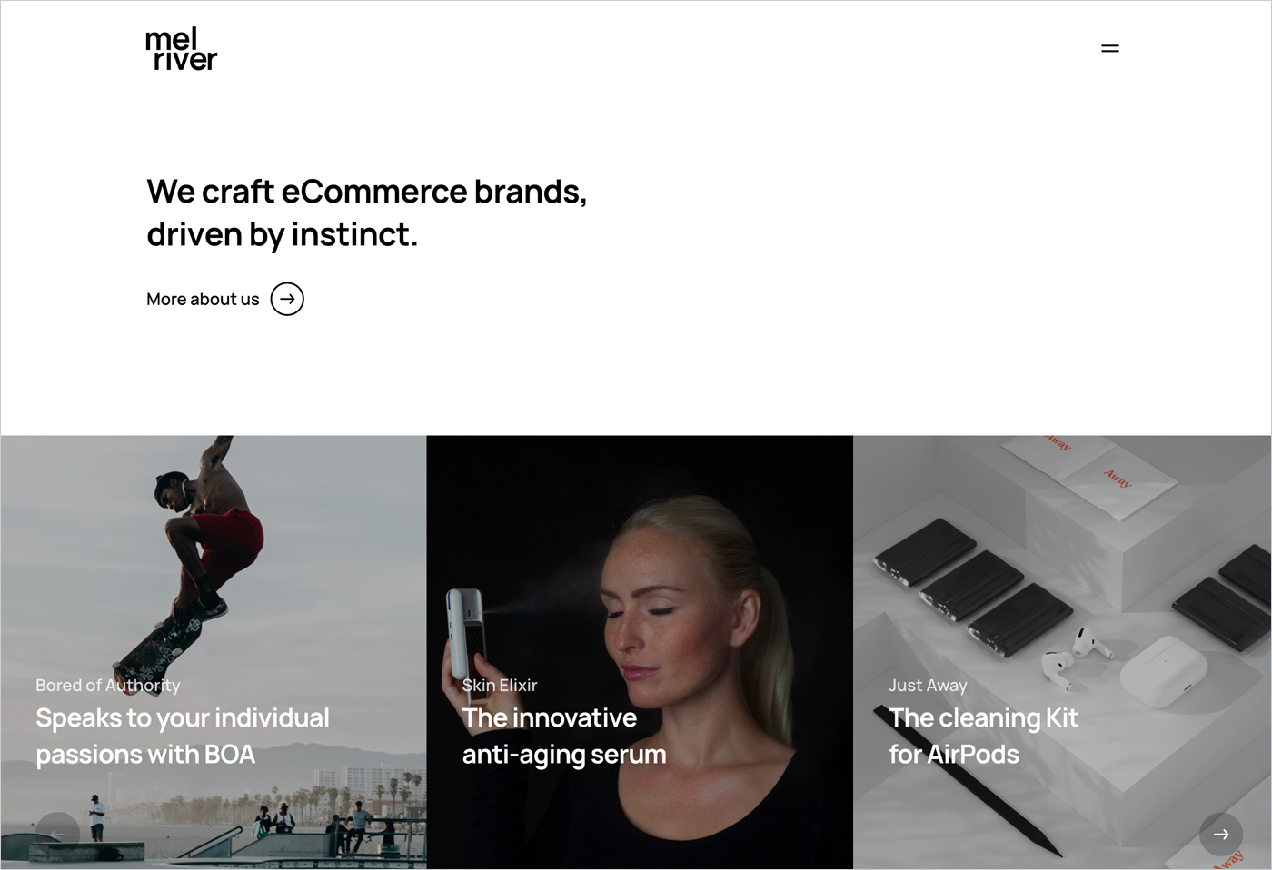 Melriver – We craft eCommerce brandsウェブサイトの画面キャプチャ画像
