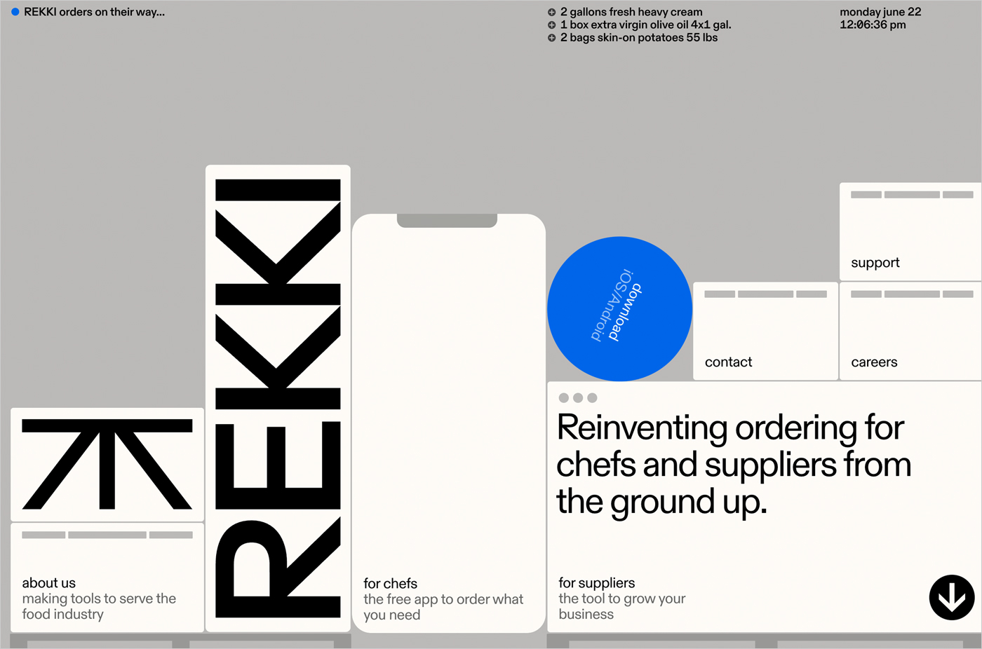 REKKI – Reinventing Ordering for Chefs and Suppliersウェブサイトの画面キャプチャ画像