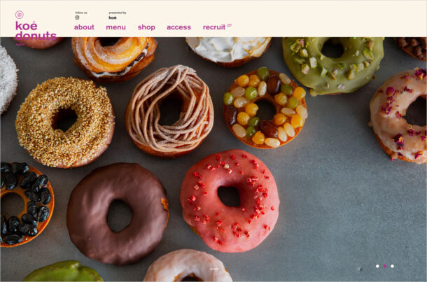 koe donuts（コエ ドーナツ）｜京都に誕生したkoeのドーナツファクトリーウェブサイトの画面キャプチャ画像