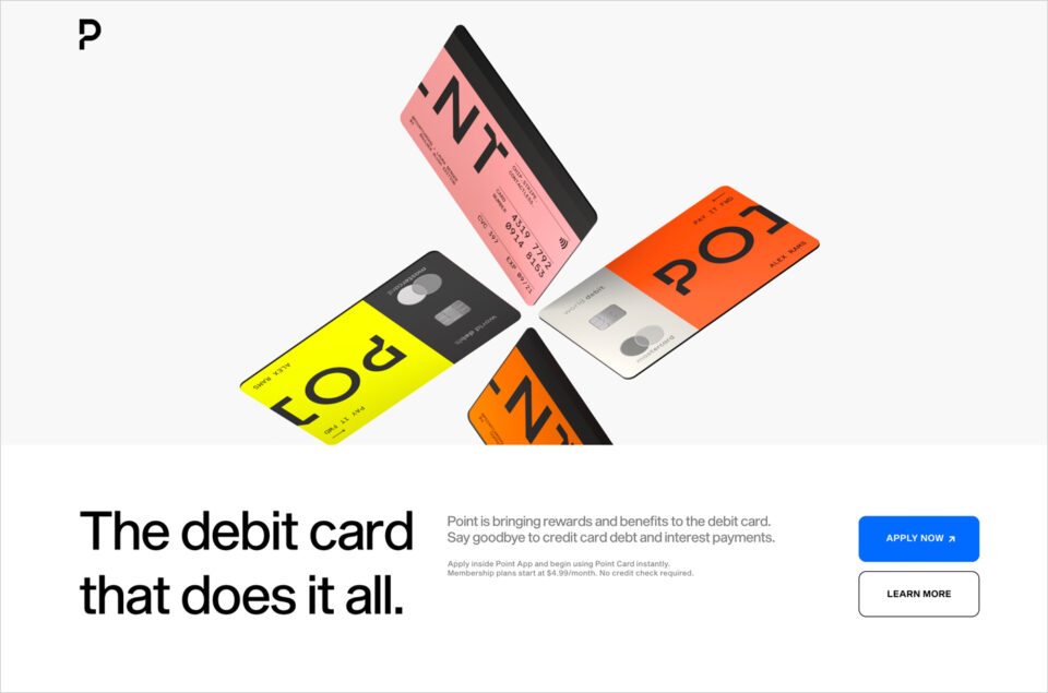 Point — the do it all debit card.ウェブサイトの画面キャプチャ画像