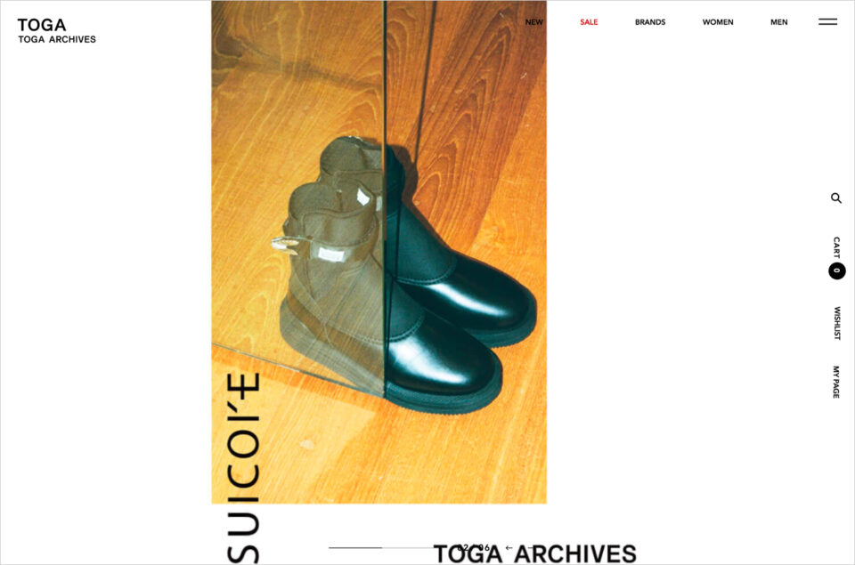 TOGA ARCHIVES | OFFICIAL ONLINE STORE  – TOGA ONLINE STOREウェブサイトの画面キャプチャ画像