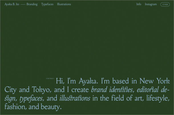Ayaka B. Itoウェブサイトの画面キャプチャ画像