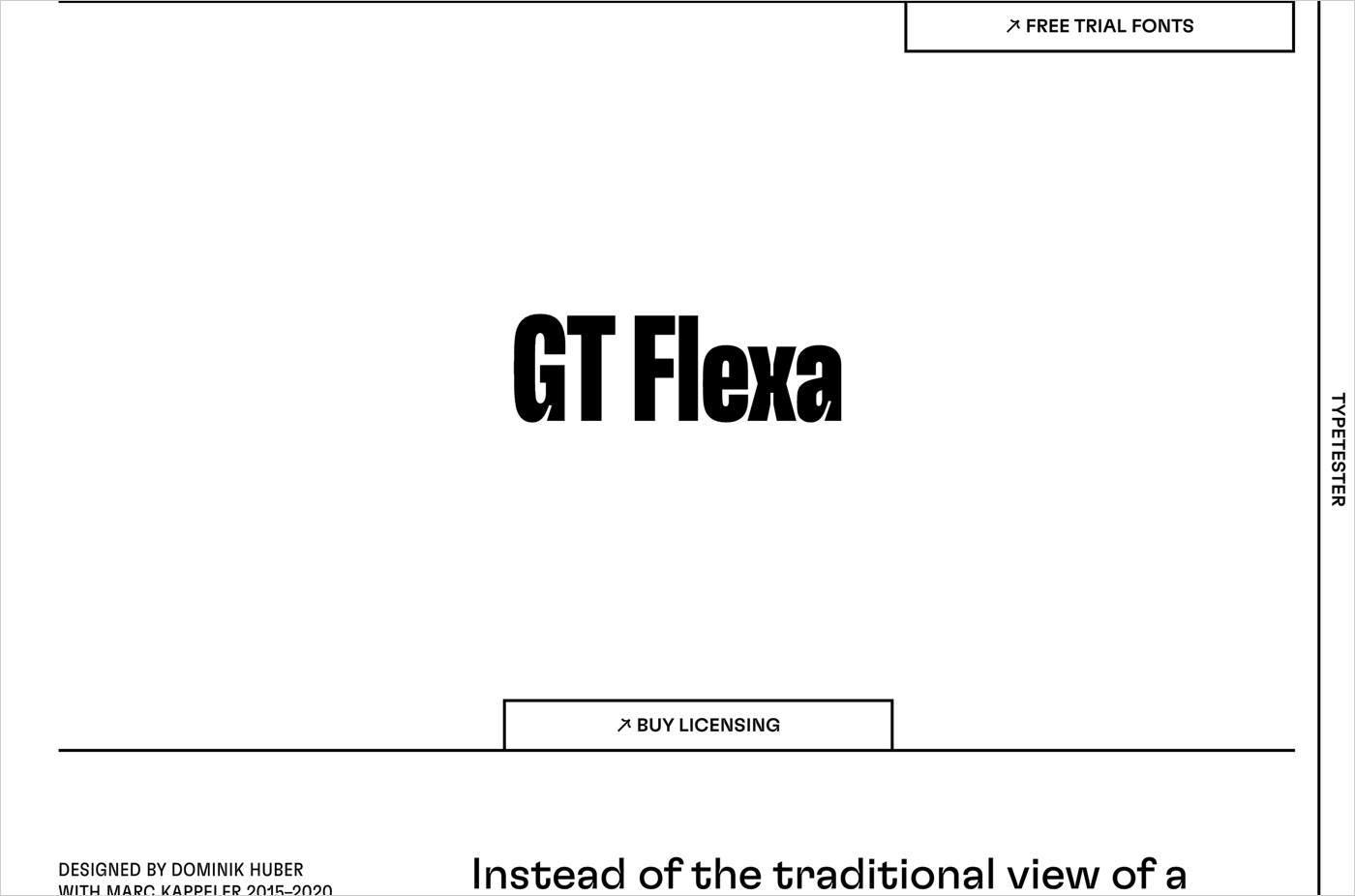 GT Flexa exclusively at Grilli Type — Download Free Trial Fontsウェブサイトの画面キャプチャ画像