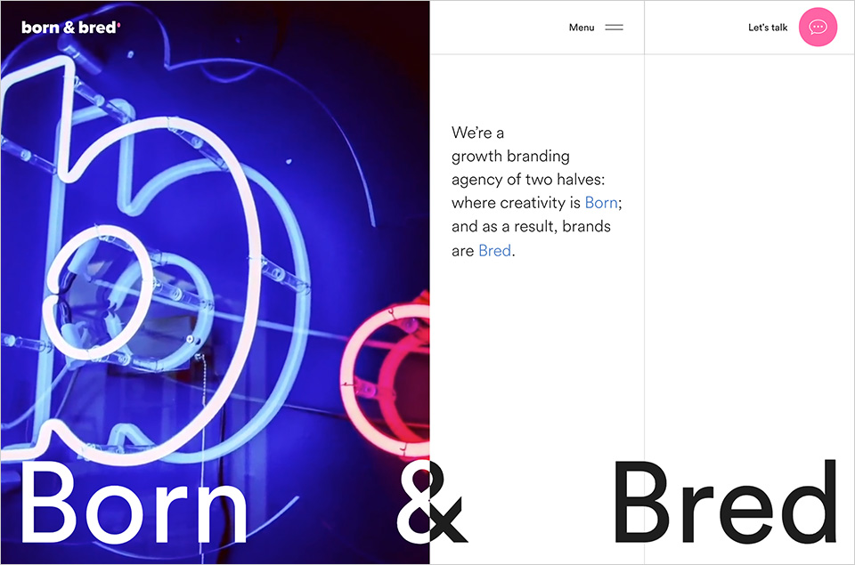 Born & Bred | San Francisco brand, creative, design agency Born and Bredウェブサイトの画面キャプチャ画像
