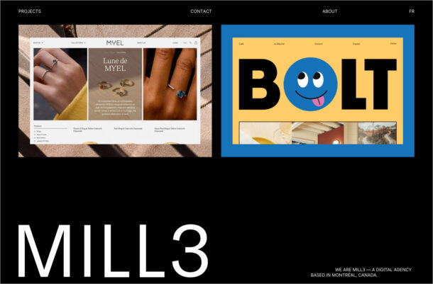 Mill3 – Digital agency from Montréalウェブサイトの画面キャプチャ画像