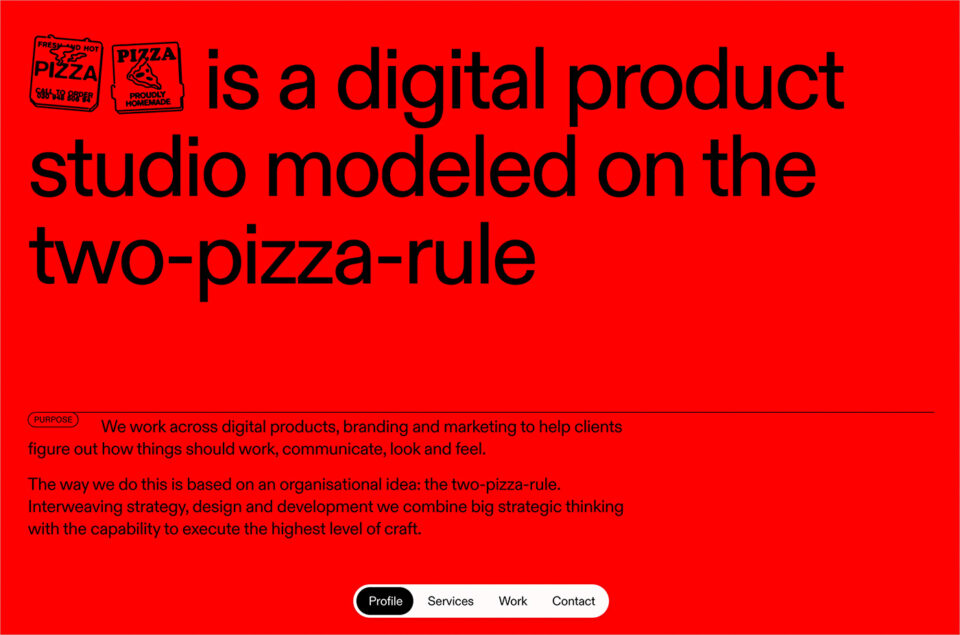 Pizza Pizzaウェブサイトの画面キャプチャ画像