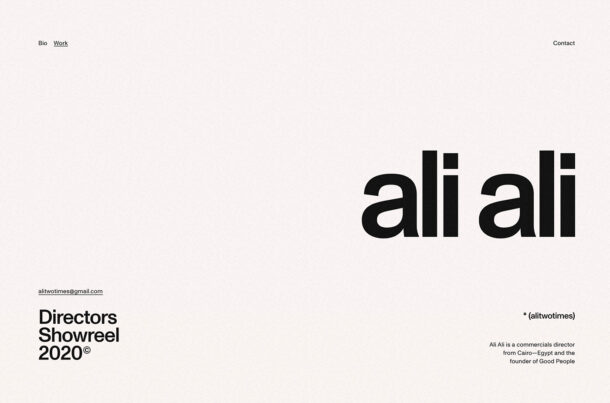 Ali Ali — Director’s Showreel / Alitwotimes / Director from Cairoウェブサイトの画面キャプチャ画像