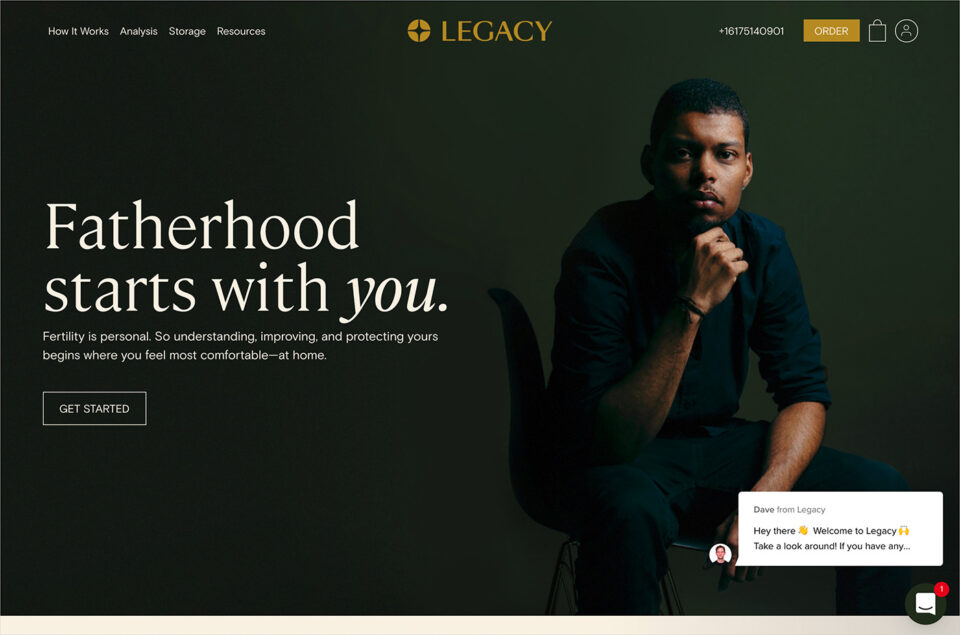 Legacy | Sperm Testing and Freezing At Home Kitsウェブサイトの画面キャプチャ画像