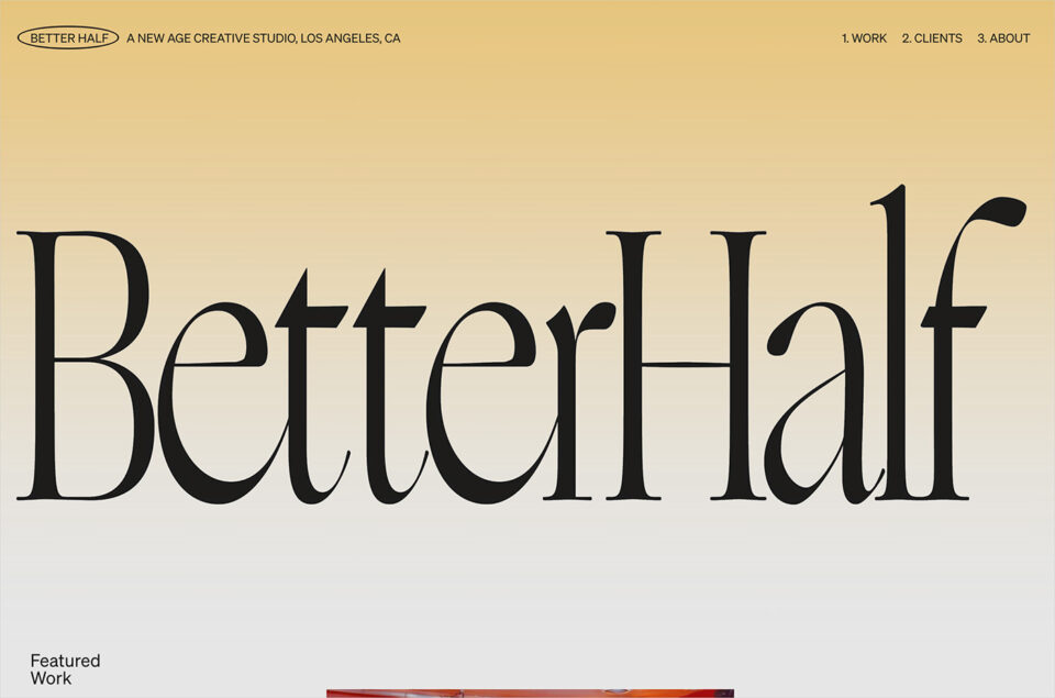 Better Half – A platform first creative studio. LA / NYウェブサイトの画面キャプチャ画像