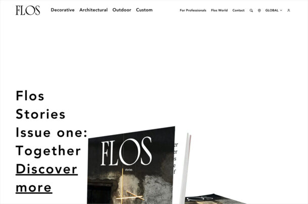 Flos Official Website | Design lighting, Architectural & Outdoorウェブサイトの画面キャプチャ画像