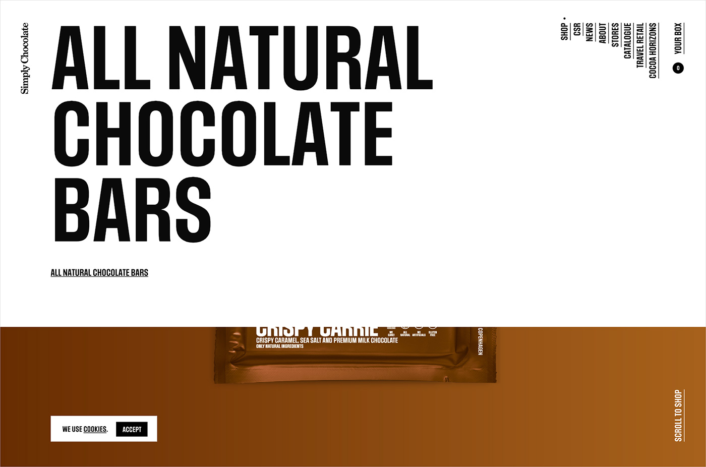 Shop – Simply Chocolate : Simply Chocolateウェブサイトの画面キャプチャ画像