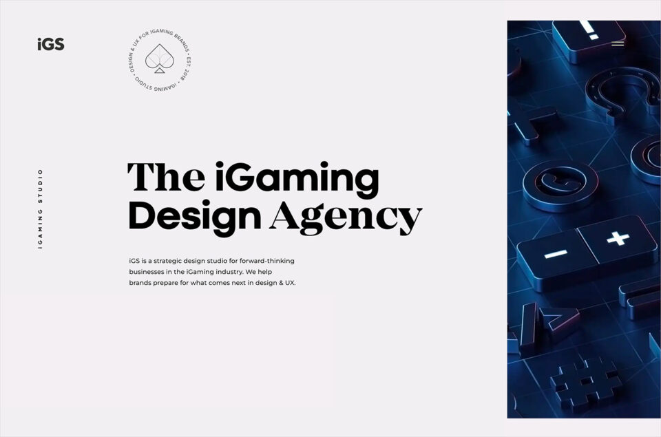 iGS · iGaming Studio · The Design and UX Agency for iGaming Brandsウェブサイトの画面キャプチャ画像