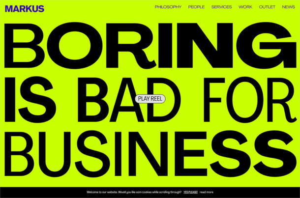 Markus – Boring is bad for businessウェブサイトの画面キャプチャ画像